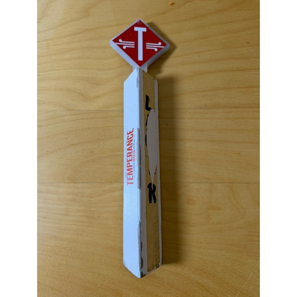 Temperance Beer Co Evanston Illinois Triangular Draft Beer Tap Handle Logo White